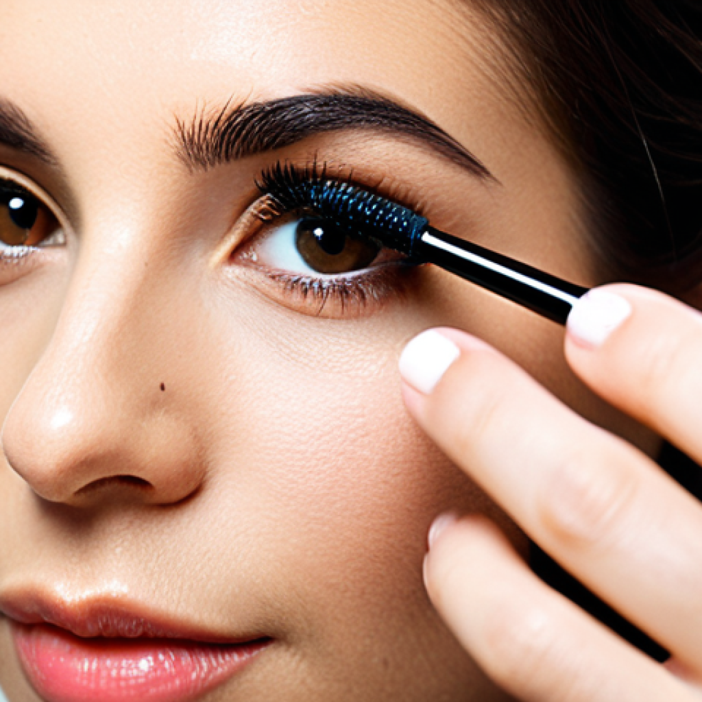 속눈썹 길이 연장 마스카라 추천 - Mascara Application Close-Up**
"Close-up of a woman applying mascara with a wand, demonstrating the...