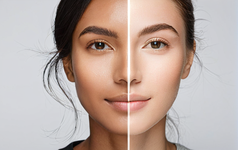 톤업 효과가 높은 CC크림 베스트 - **Prompt:** "A diverse woman in her early 30s, featuring a radiant, 'my skin but better' complexion ...