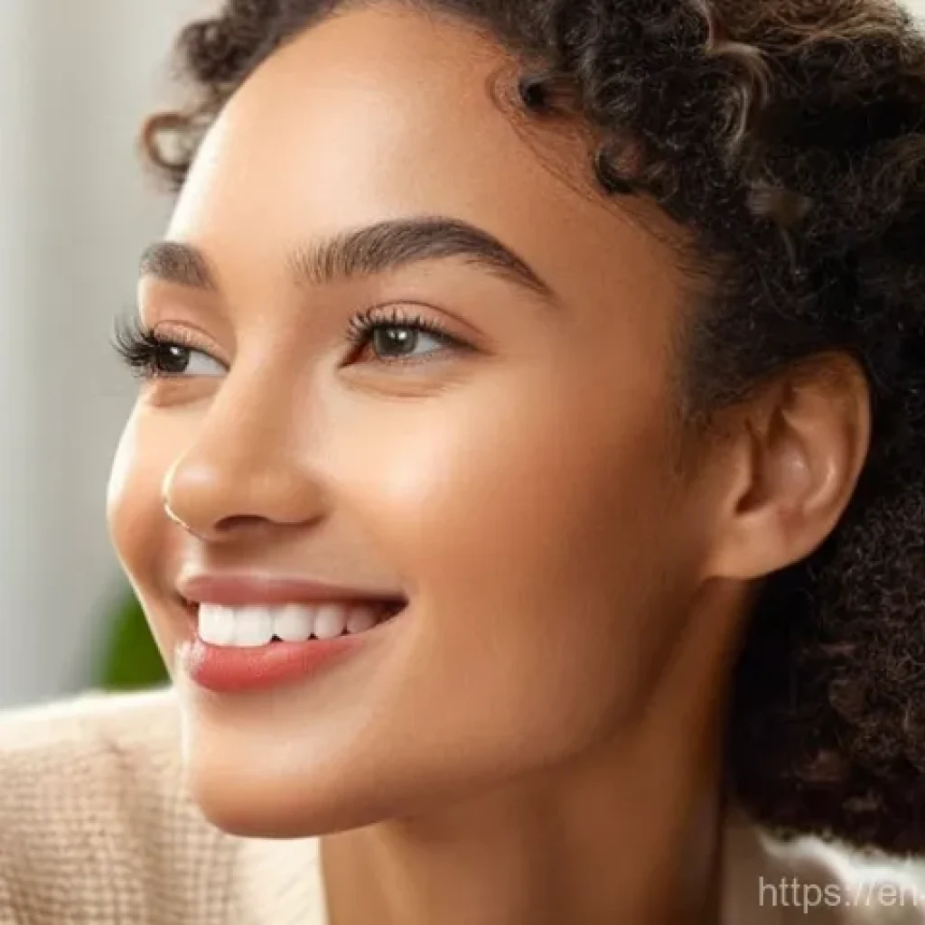 비건 립스틱 브랜드 추천 - **Prompt: Everyday Vegan Radiance**
    A clear, bright medium shot of a young woman (early 20s, div...