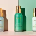 마무리감을 살리는 메이크업 픽서 - **Setting Spray Application for Seamless Blending:** A close-up portrait of a young woman, mid-20s, ...